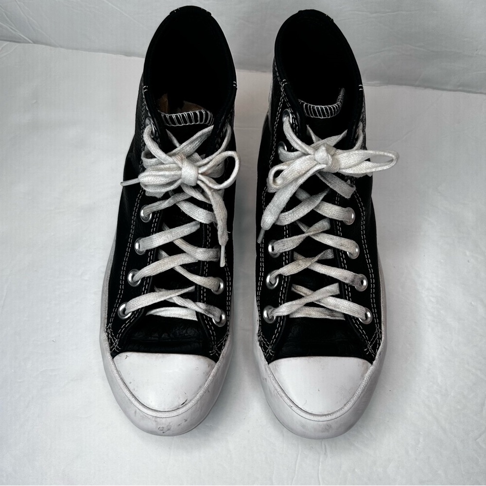 Converse Women’s High-Top Platform Sneakers Black White Faux Leather Size 5.5